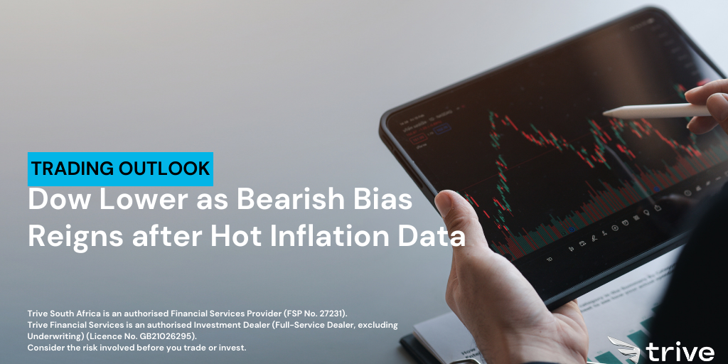 Read more about the article Dow Lower as Bearish Bias Reigns after Hot Inflation Data